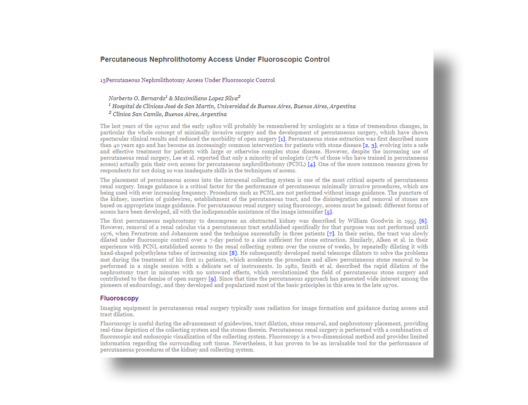Percutaneous Nephrolithotomy Access Under Fluoroscopic Control
